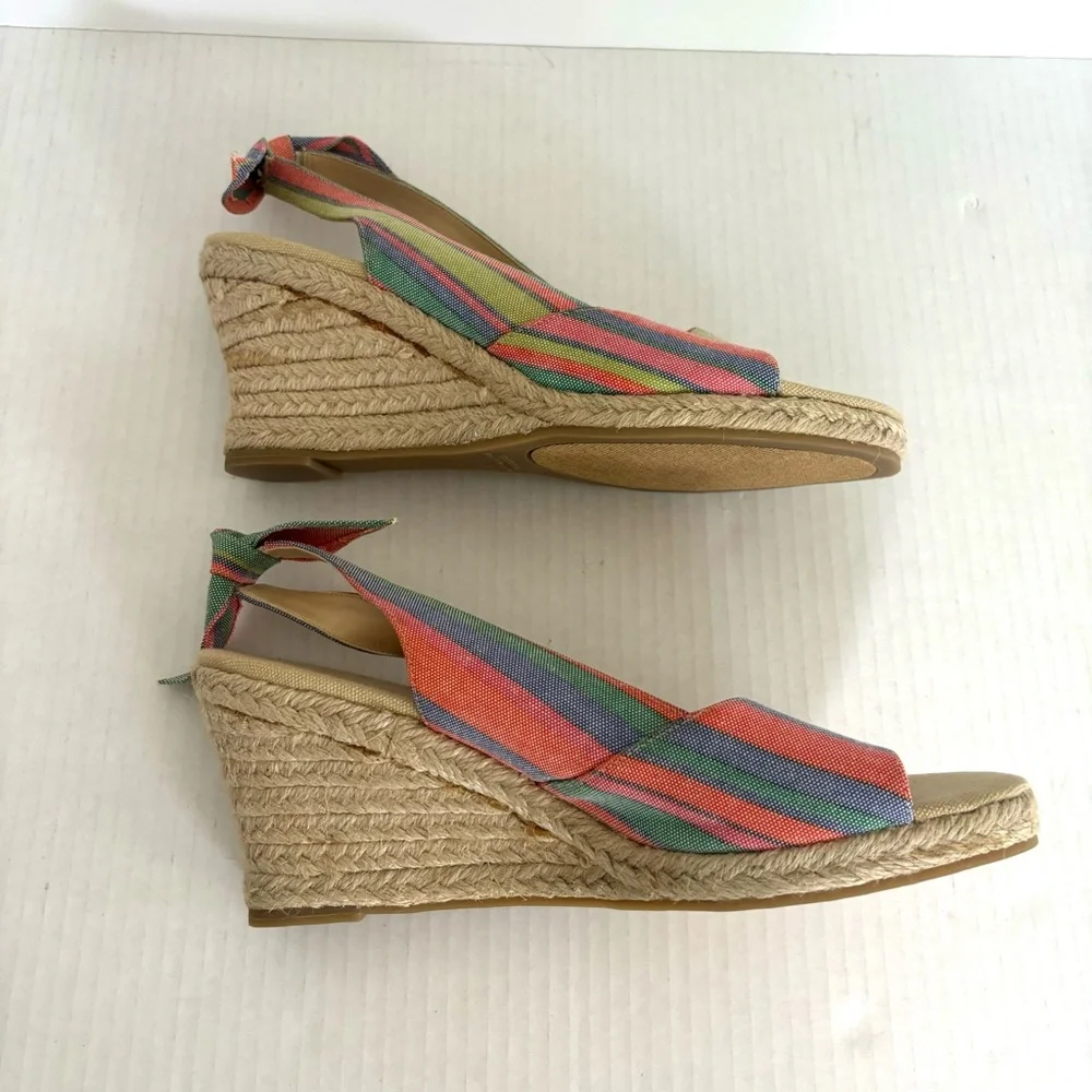 Coldwater‎ Creek Espadrille Wedge Heels Sandals Multi Colored Stripes size 8.5